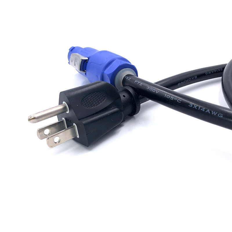 Powercon Blue to 3 Pin Nema 5-15P Edison Plug AC 120V 10AMP Adapter Cable (1)