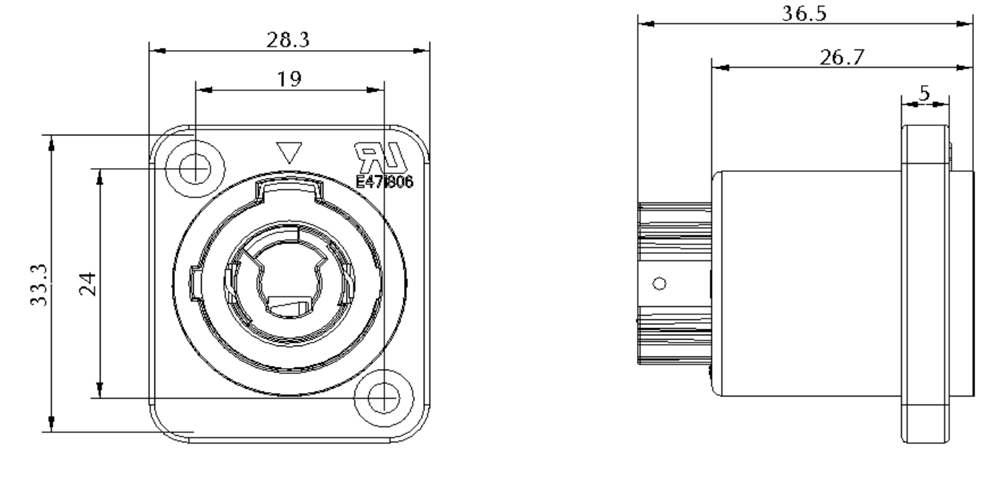 Waterproof Black Power Connector IP65 Powercon (3)